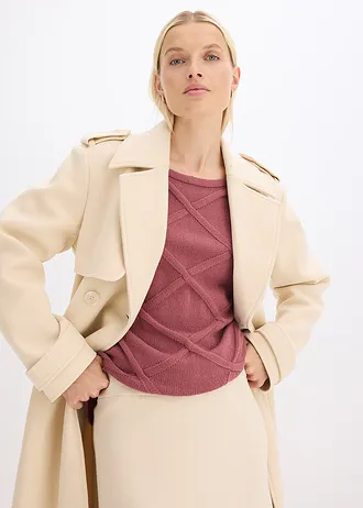 Svetr s vodorovným copánkovým vzorem • jemně bobulová • bonprix obchod