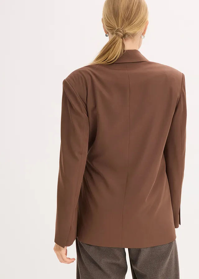 Oversized blazer, Kleur: bruin