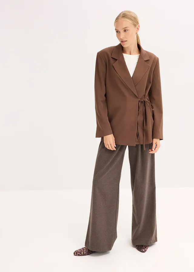 Oversized blazer, Kleur: bruin