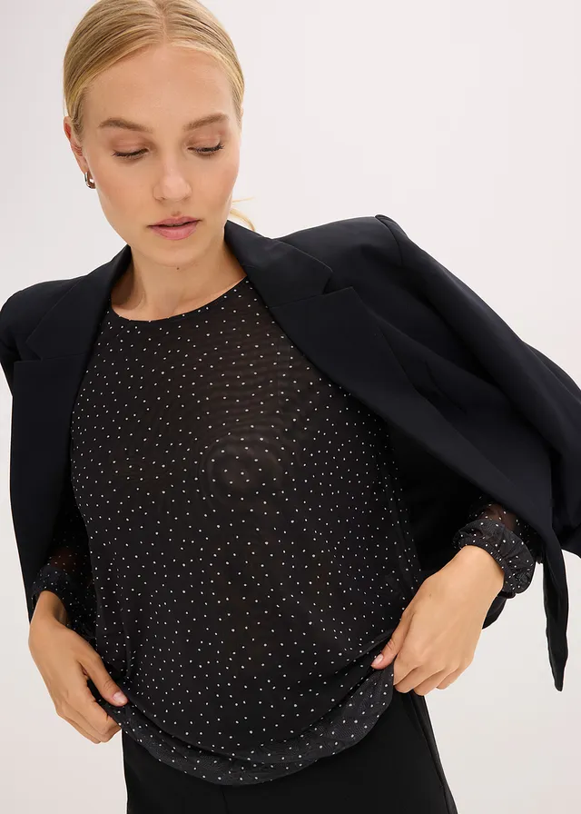 Longsleeve • zwart met wolwitte stippen • product-page.page-title-suffix