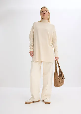 Pelerínový svetr z měkké viskózové směsi, barva: šedobéžová melír