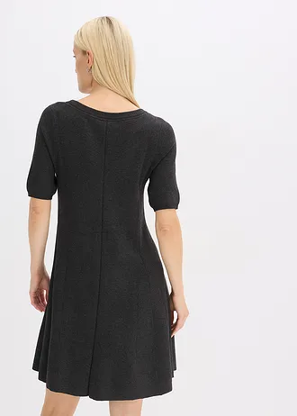 Gebreide jurk van een zachte viscosemix, Kleur: antraciet gemêleerd