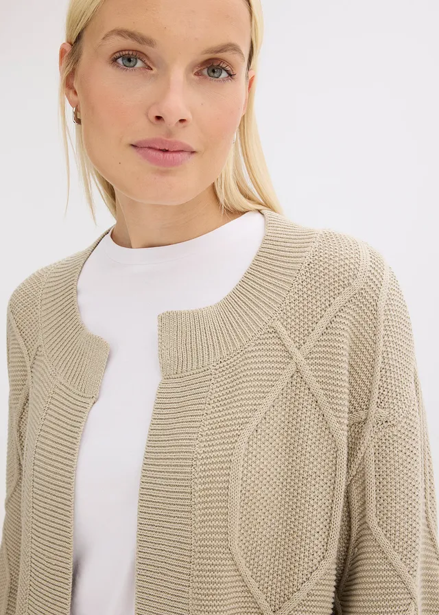 Vest met een vlechtpatroon • mat rietgroen gemêleerd • product-page.page-title-suffix