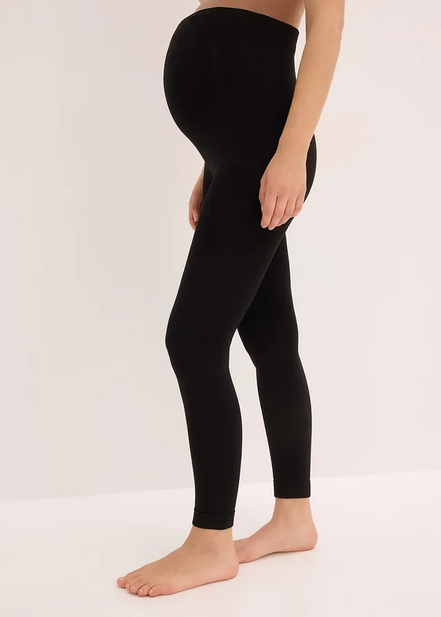 Legging de grossesse en polaire thermique 140den, Couleur: noir