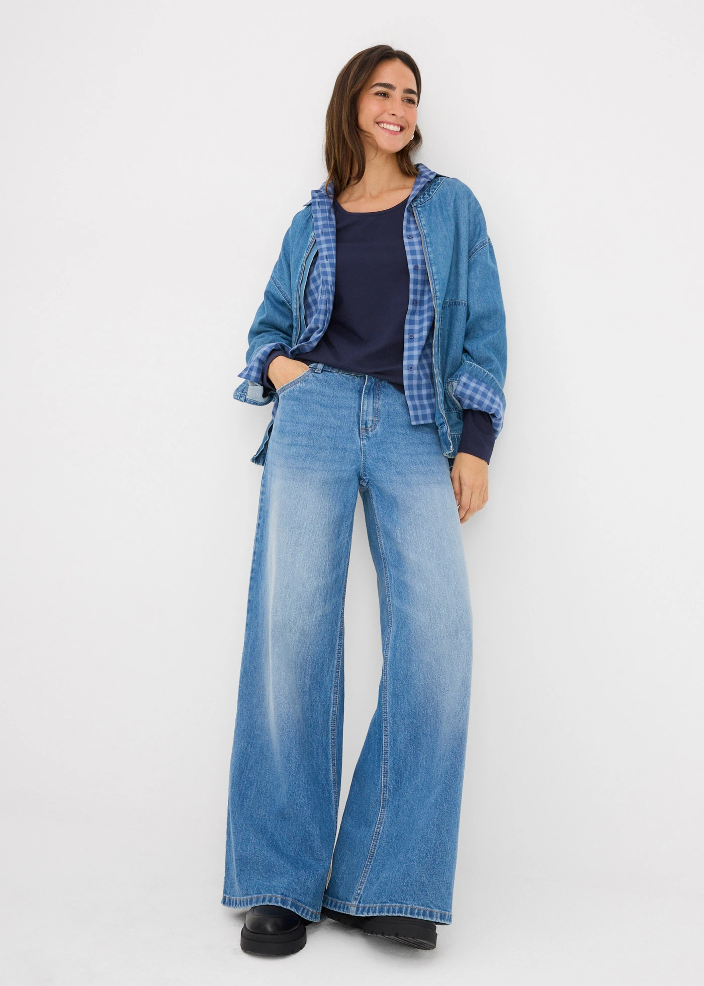 Bluză cu mâneci lungi (set/2 buc.) • bleumarin/galben-muștar • magazin bonprix