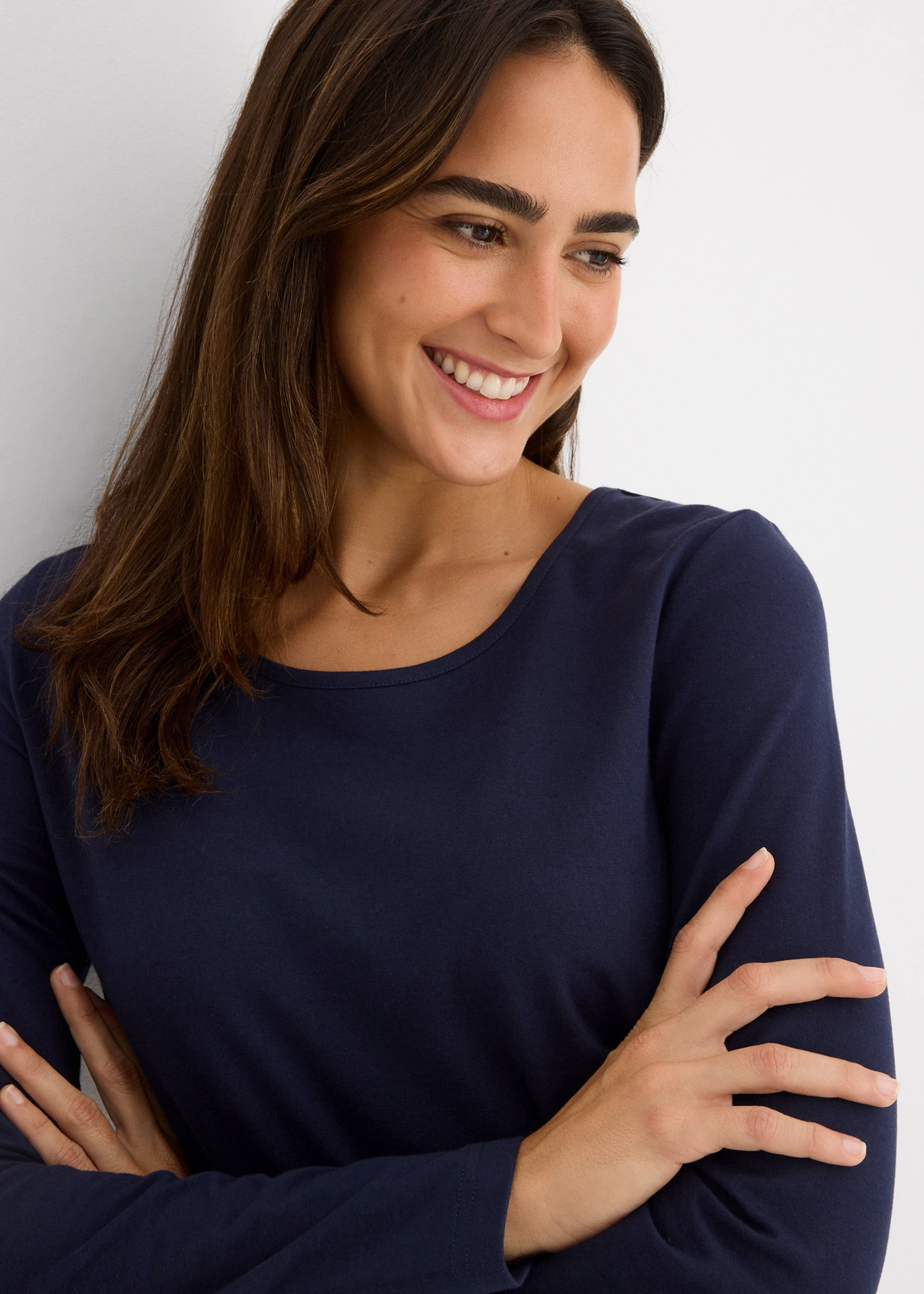 Tričko s dlouhým rukávem (2 ks v balení) • tmavě modrá + hořčičně žlutá • bonprix obchod