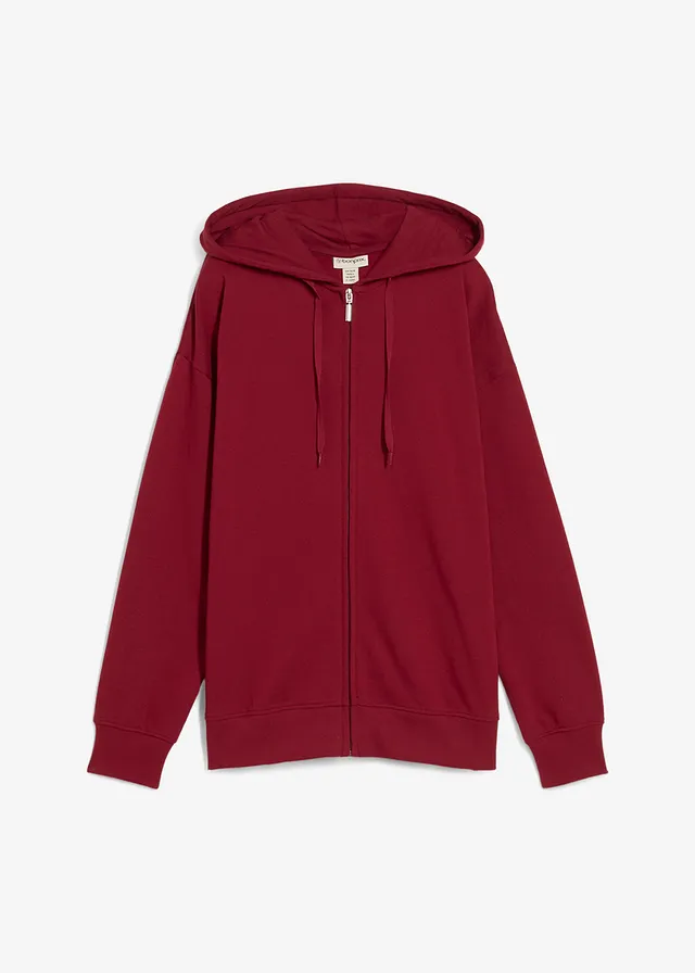Lang sweatvest, Kleur: pruimrood