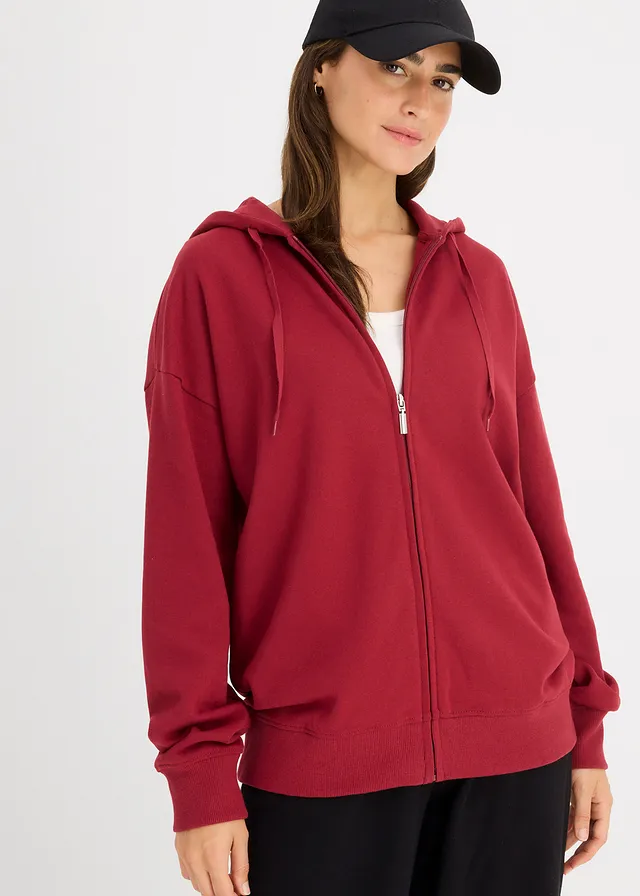 Sweat zippé long, Couleur: prune