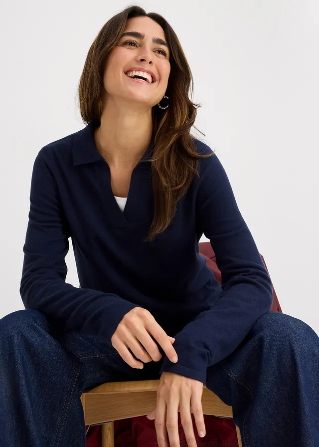 Poloshirt van fijne viscose • donkerblauw • product-page.page-title-suffix