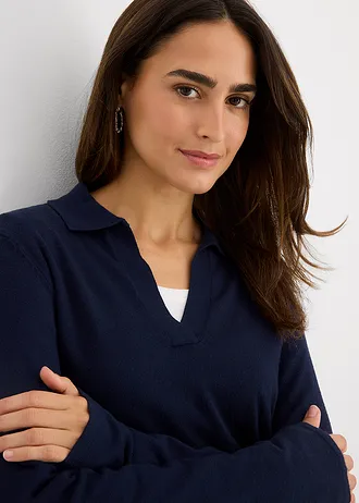 Triko polo z jemné viskózy • tmavě modrá • bonprix obchod