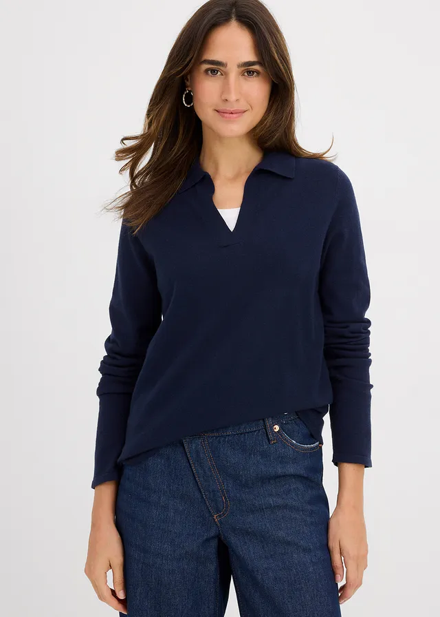 Polo en fine viscose, Couleur: bleu foncé