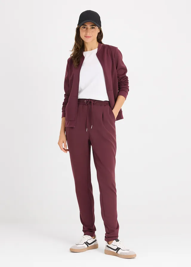 Chino broek van scuba wijnrood