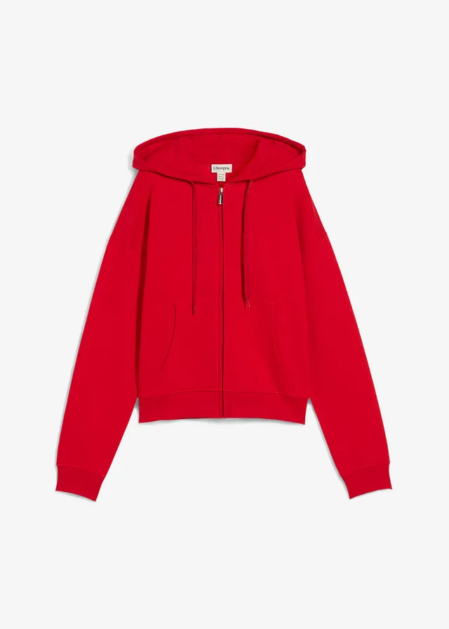 Sweat zippé oversize • rouge lave • Boutique bonprix