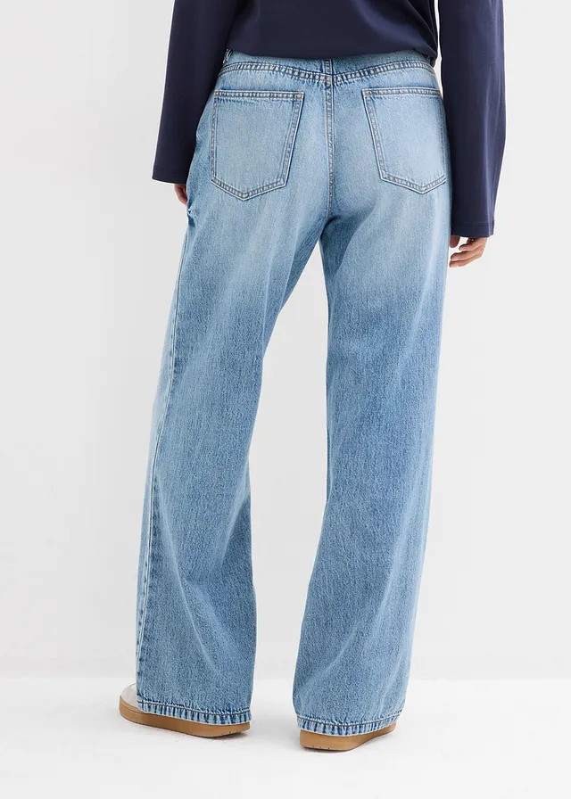 Wide leg jeans, mid waist, low stretch • lichtblauw denim used • product-page.page-title-suffix