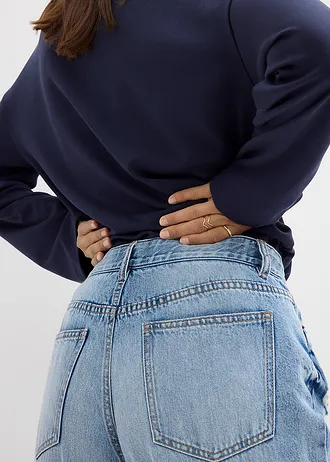 Wide leg jeans, mid waist, low stretch • lichtblauw denim used • bonprix online shop