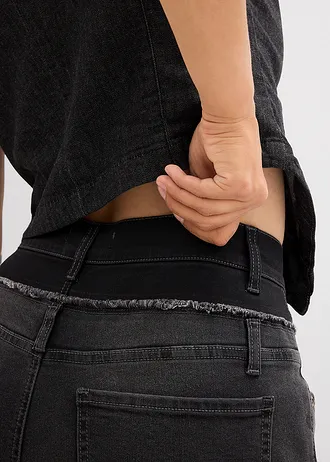 Jean large taille haute • gris foncé denim used • Boutique bonprix