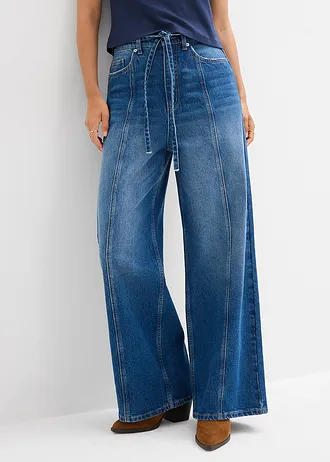 Wide leg jeans high waist, Kleur: blauw denim used