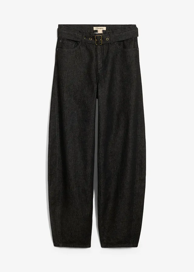 Blugi barrel Mid Waist cu curea