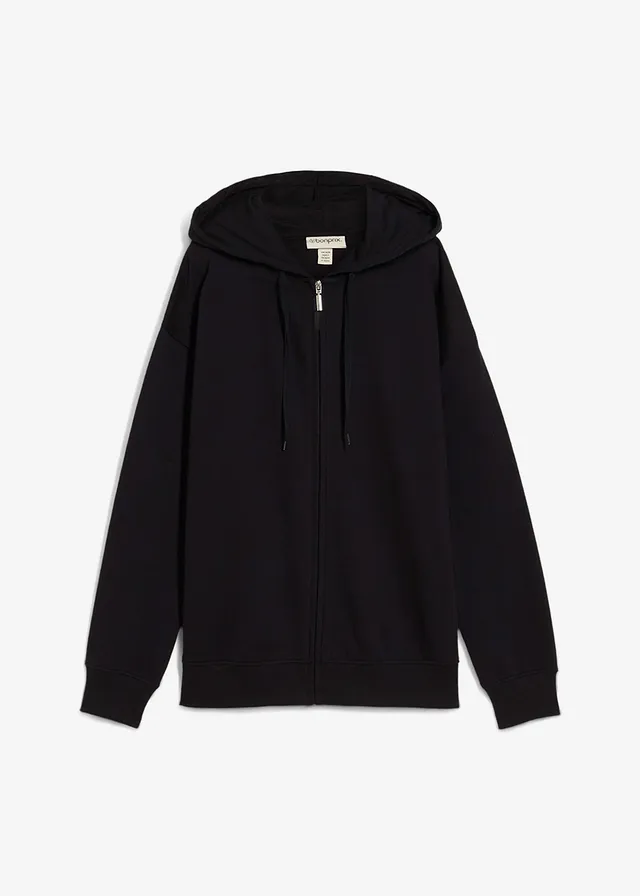 Sweat zippé long, Couleur: noir
