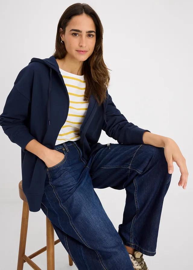Sweat zippé long • bleu foncé • product-page.page-title-suffix