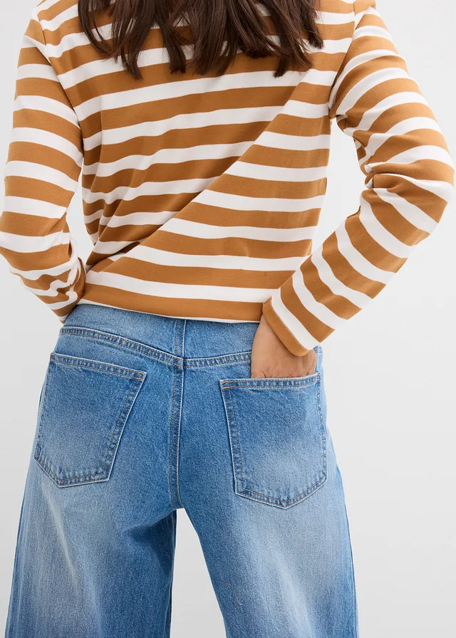 Wide leg jeans, mid waist • middenblauw denim used • product-page.page-title-suffix