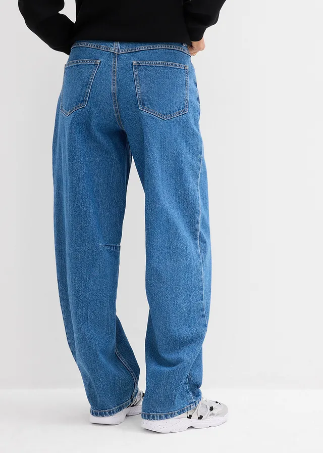 Jean barrel taille mi-haute • bleu moyen denim used • product-page.page-title-suffix