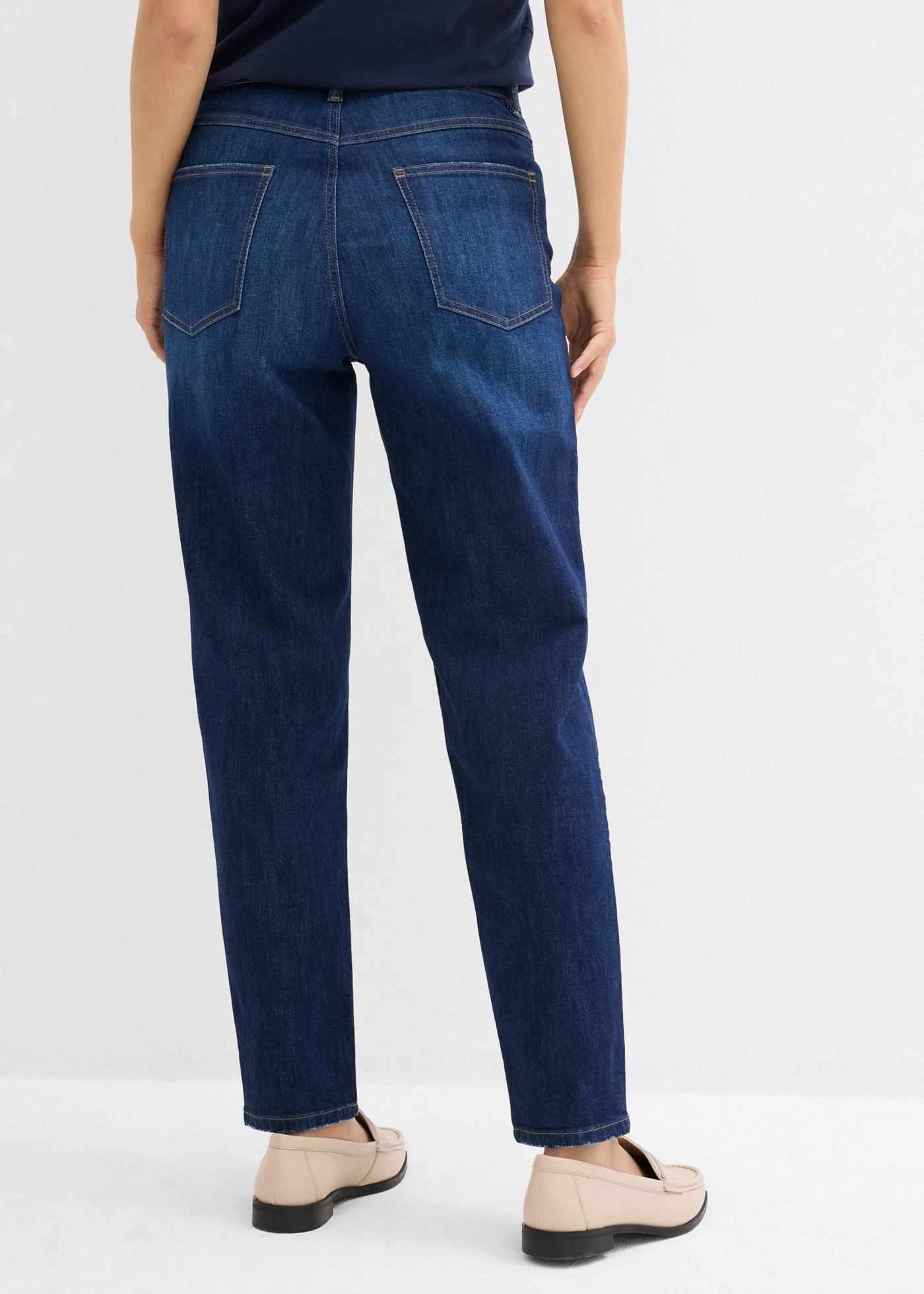 Mom džíny, High Waist, zkrácené • tmavě modrý denim • bonprix obchod