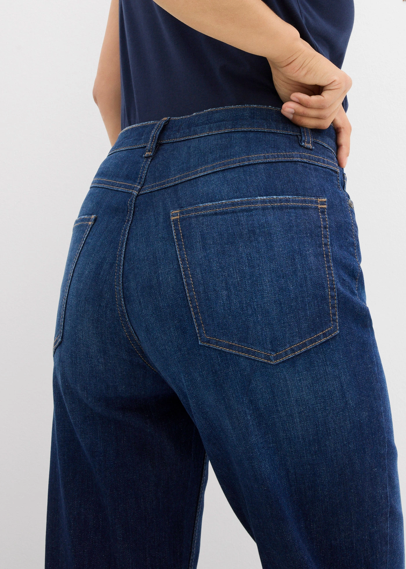 Mom džíny, High Waist, zkrácené • tmavě modrý denim • bonprix obchod