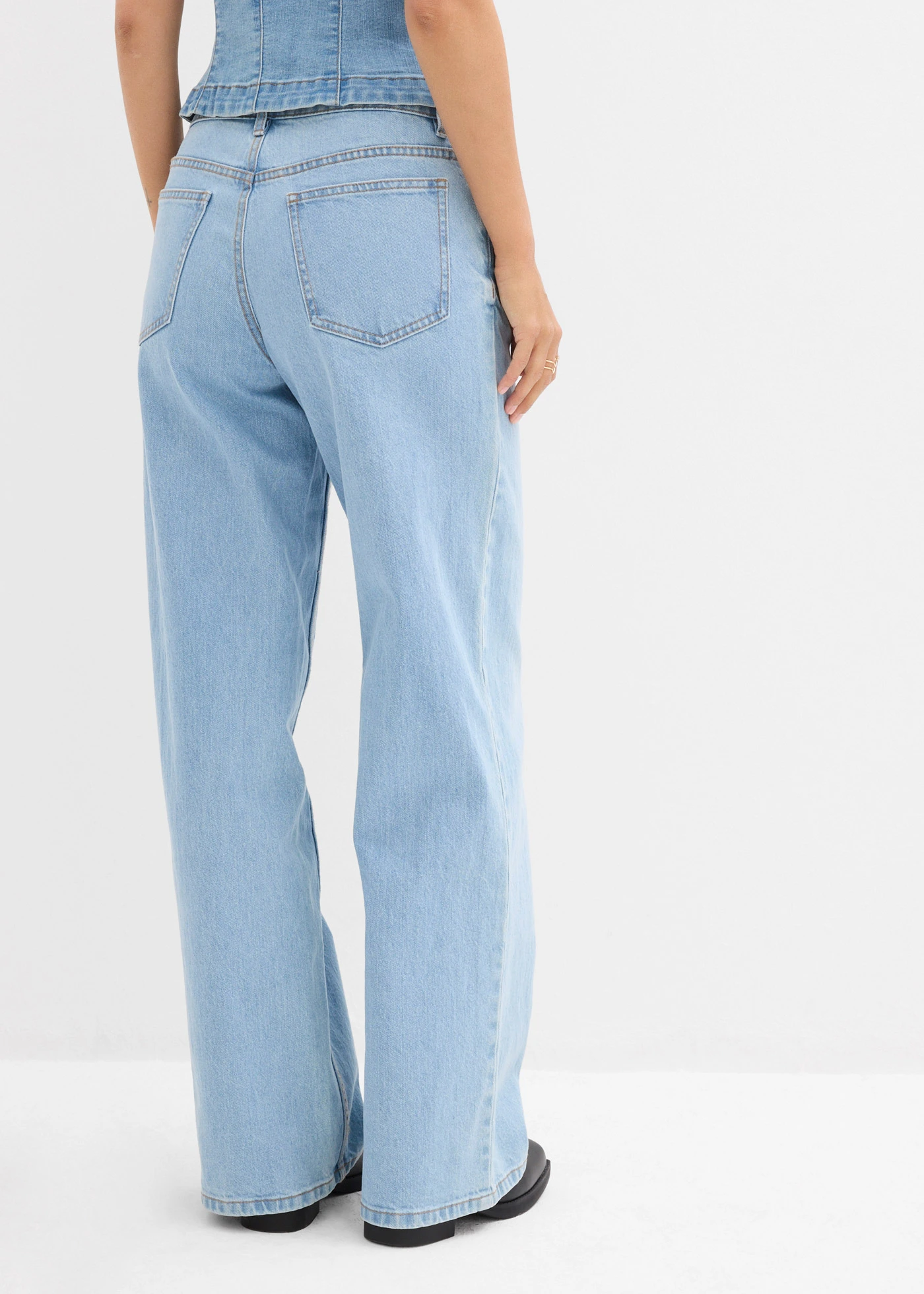 Džíny Wide Leg, Mid Waist • ledově modrý denim used • bonprix obchod