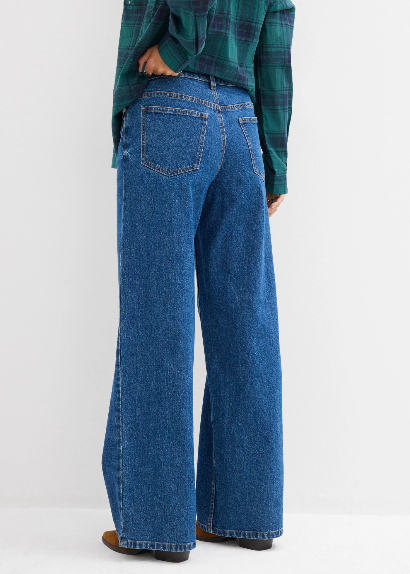 Džíny Wide Leg, Mid Waist • modrá stone used • bonprix obchod