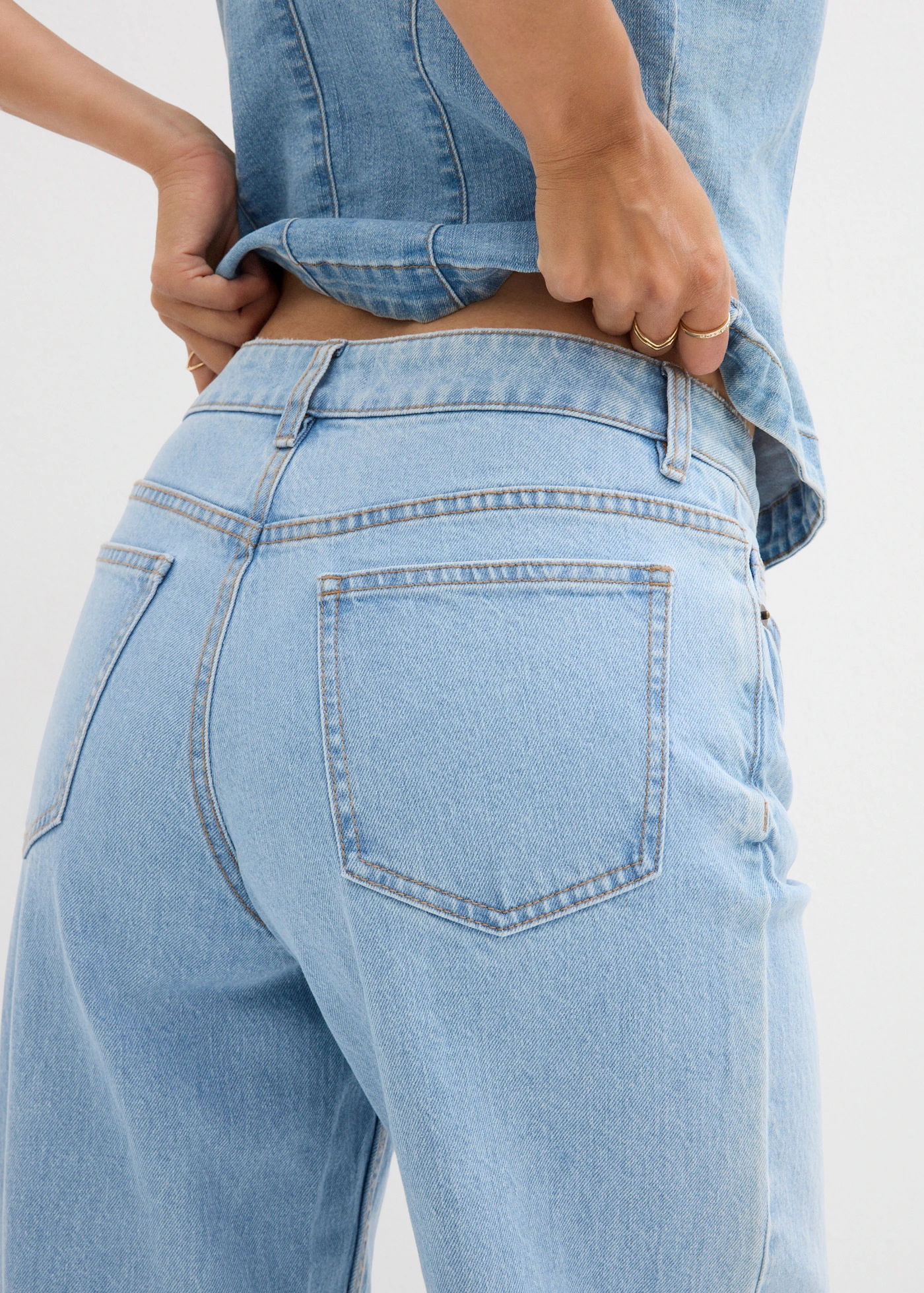 Džíny Wide Leg, Mid Waist • ledově modrý denim used • bonprix obchod
