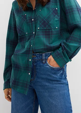 Dżinsy wide leg, mid waist • niebieski "stone used" • sklep bonprix