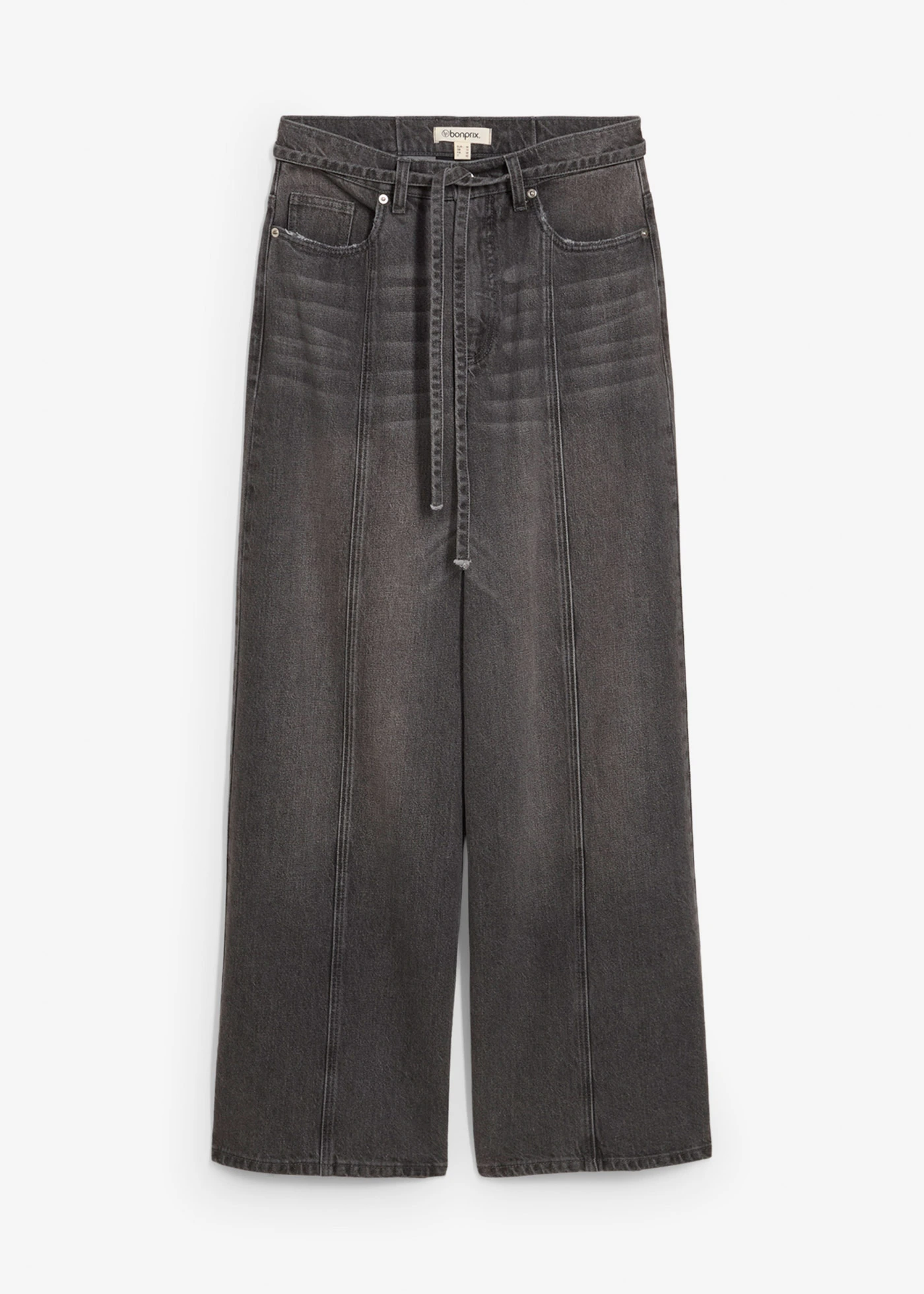 Blugi largi cu talie înaltă • gri denim uzat • magazin bonprix