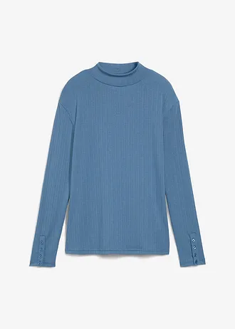 Longsleeve van geribd materiaal, Kleur: blauwgroen