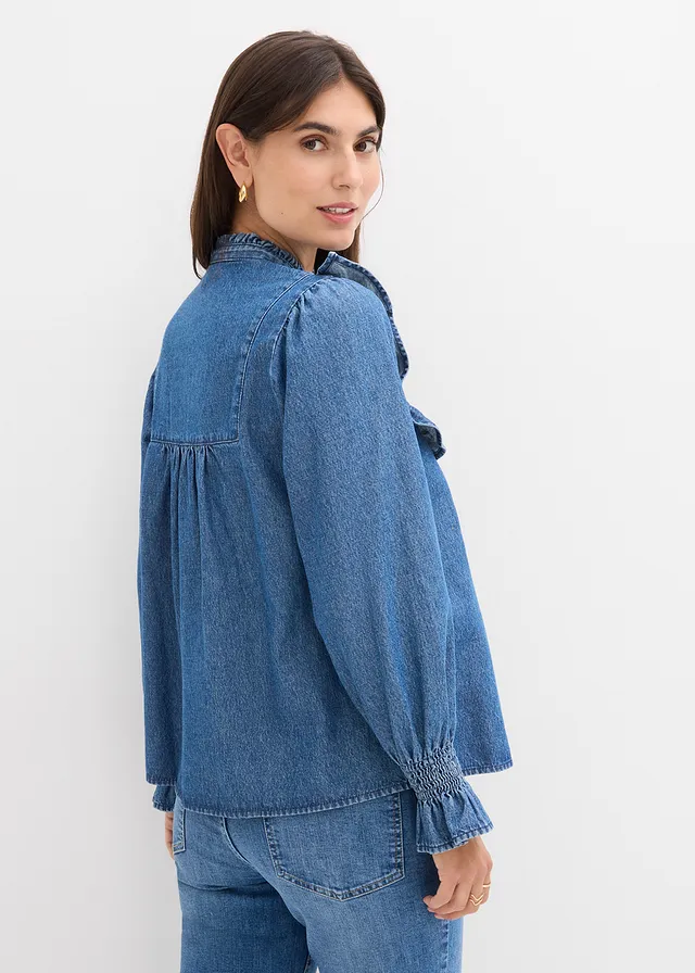 Blouse en jean à volants • bleu denim used • product-page.page-title-suffix