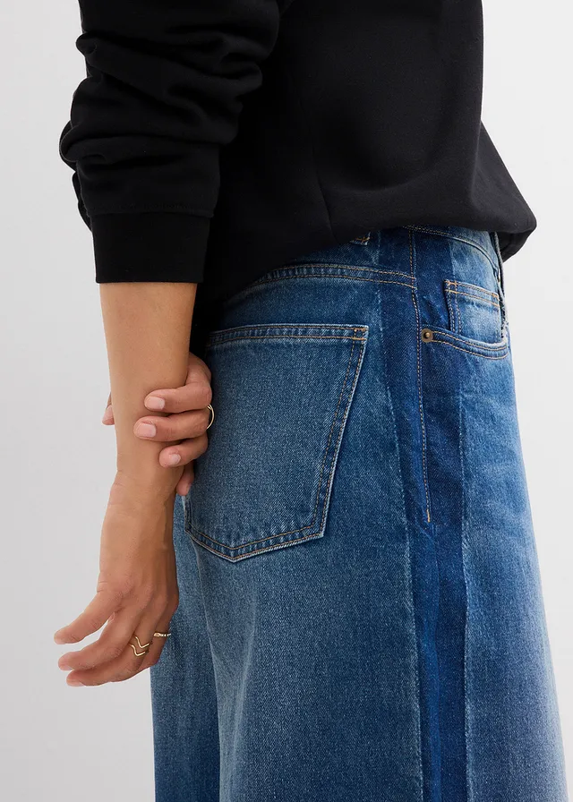 Jean barrel taille haute, cropped • bleu denim used • product-page.page-title-suffix