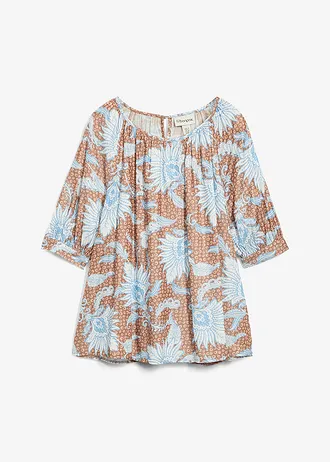 Blouse in een fijne viscosemix, Kleur: toffee