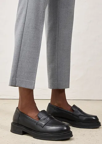 Úzké kalhoty s podílem měkké vlny • šedý melír • bonprix obchod