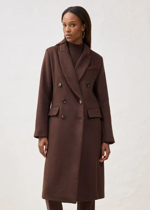 Manteau blazer doux, Couleur: marron foncé