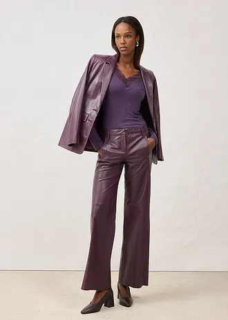 Shirt met wol, Kleur: pruimrood