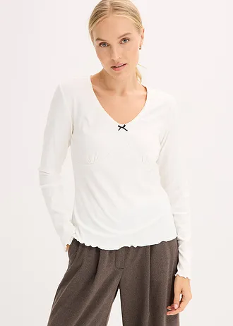 Geribd shirt, Kleur: wolwit