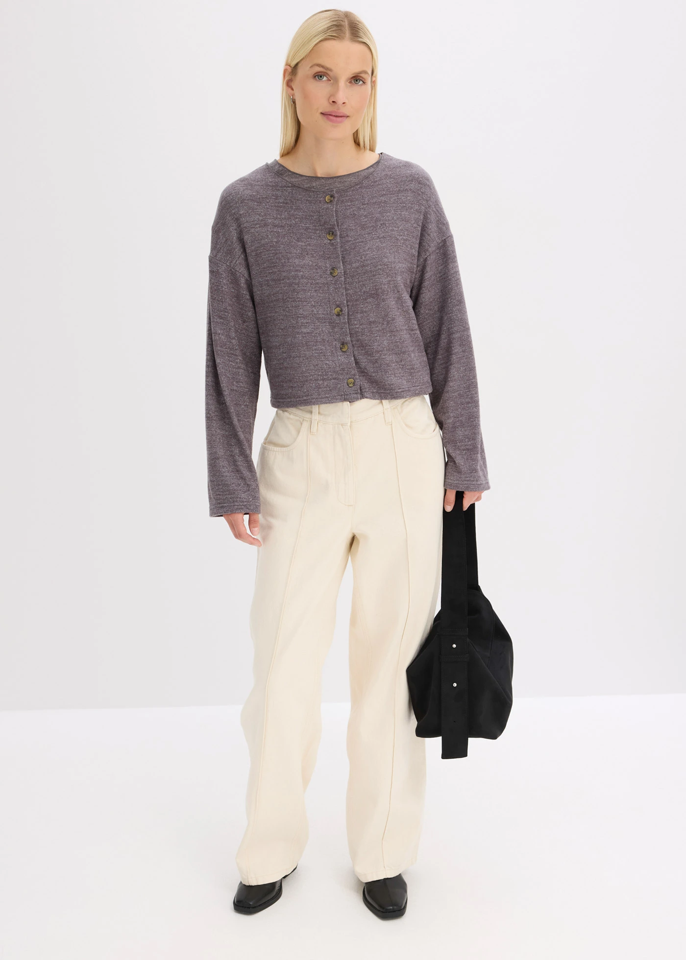 Spodnie twillowe z czystej bawełny • szarobeżowy • sklep bonprix