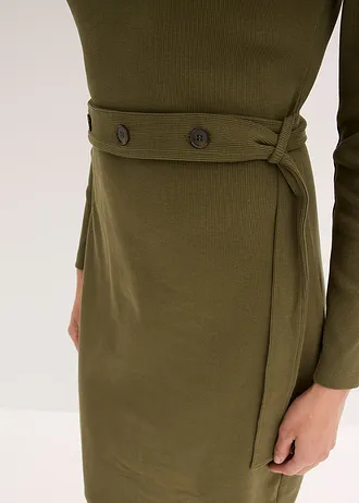 Midi šaty z elastické bavlněné směsi • tmavě olivová • bonprix obchod