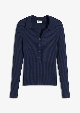 Svetr z jemné pleteniny z měkké viskózové směsi, barva: tmavě modrá