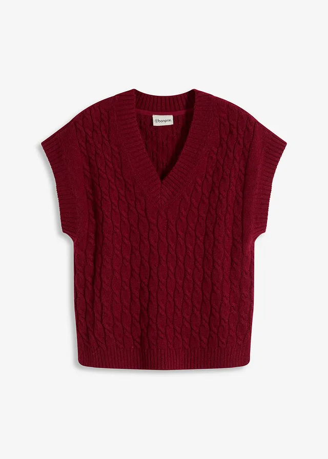 Pull sans manches à motif torsadé