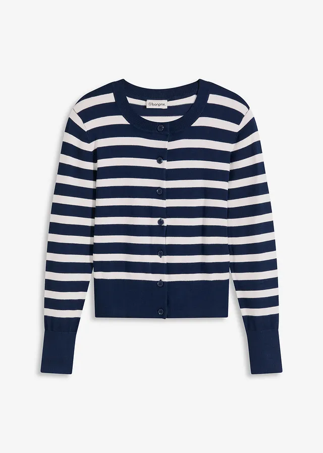 Cardigan din tricot fin, în dungi