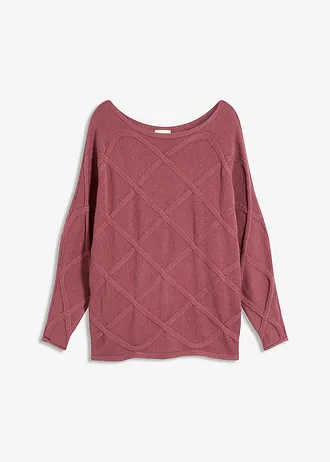 Svetr s vodorovným copánkovým vzorem