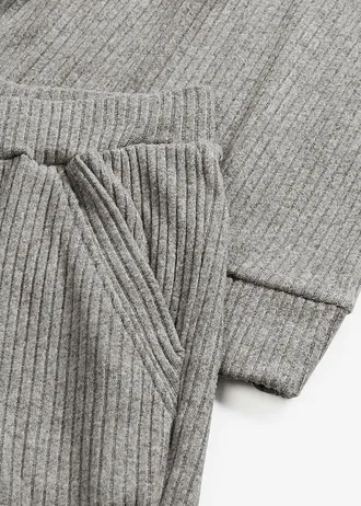 Domácí souprava z měkkého žebrovaného materiálu, oversize • šedý melír • bonprix obchod