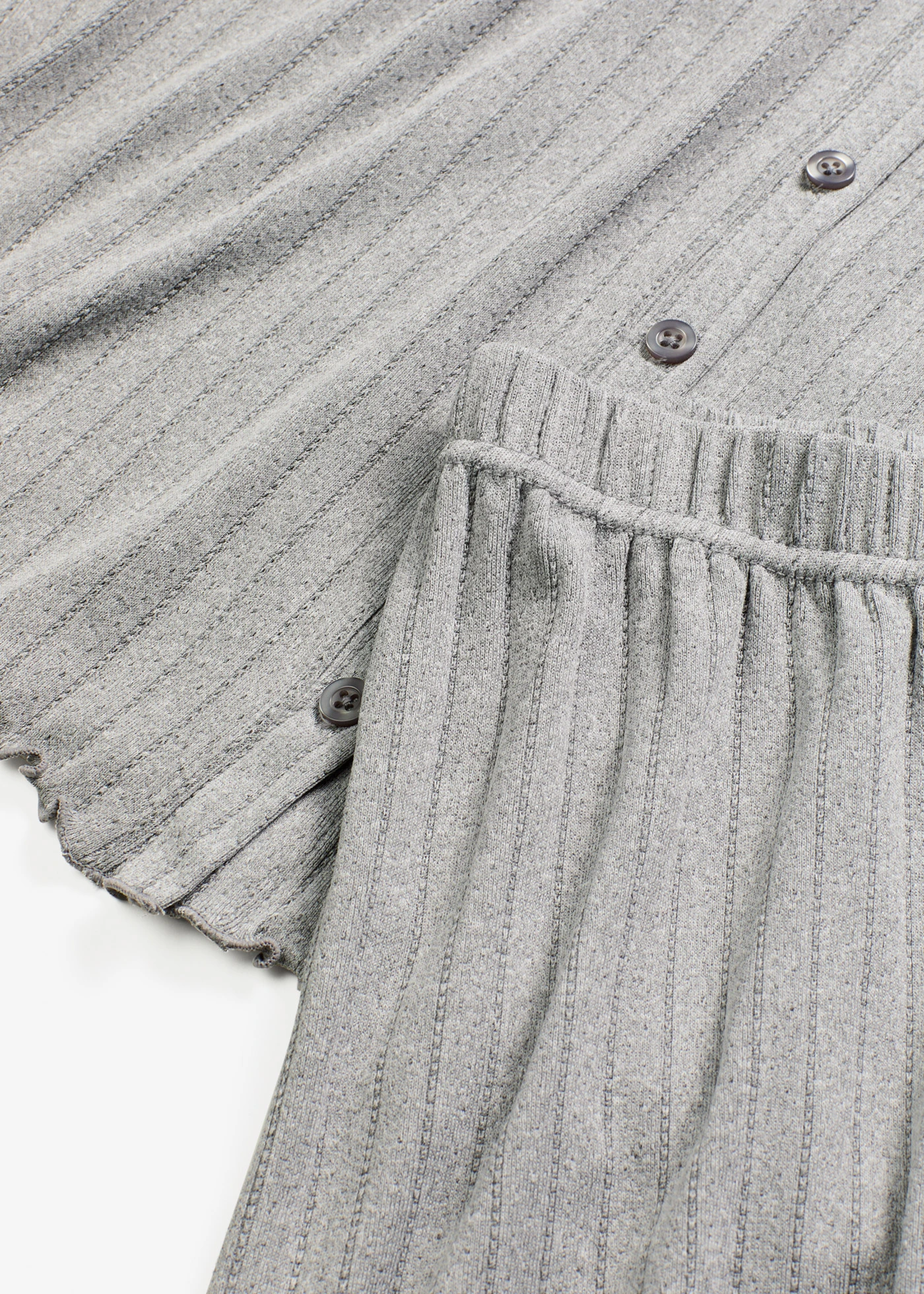 Domácí volnočasová souprava z měkkého dírkovaného žerzeje • šedý melír • bonprix obchod