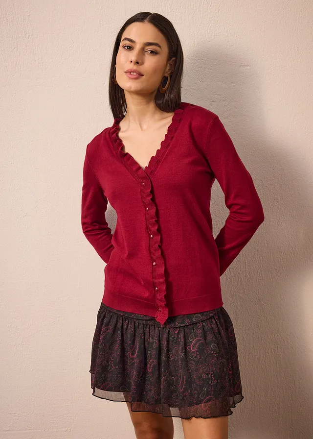 Gilet fluide en fine maille • rouge prune • product-page.page-title-suffix